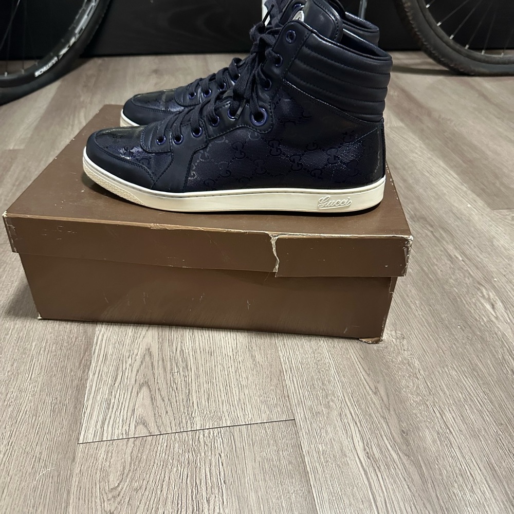 Gucci Dark Blue High-Top Sneakers